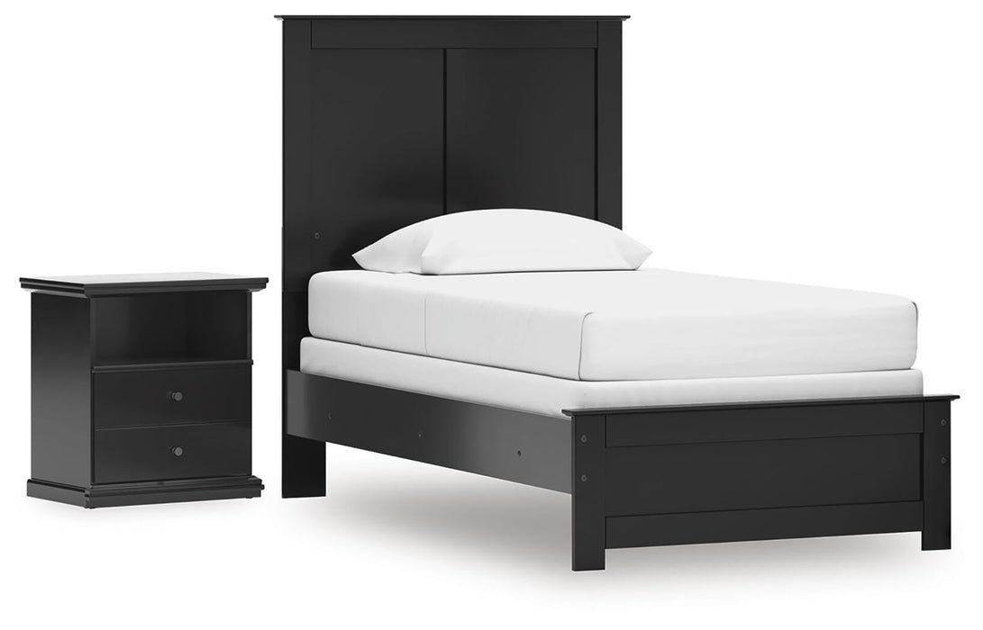 Maribel Twin Panel Bed and Nightstand