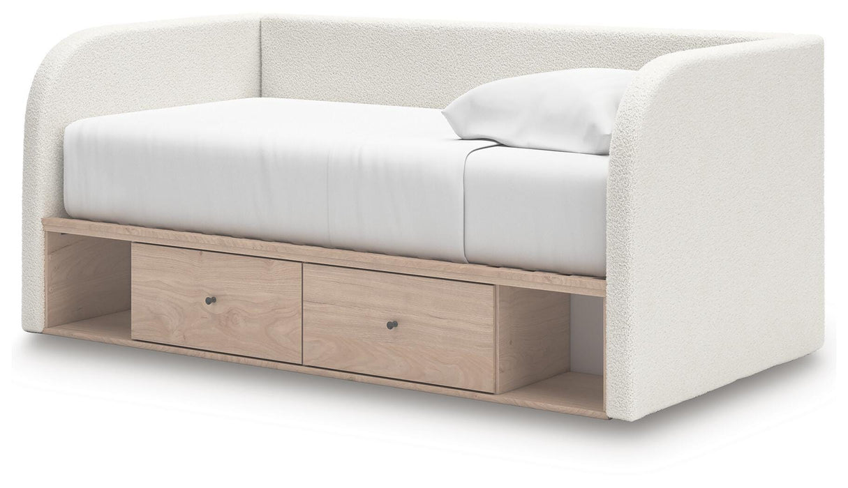 Arloster Twin Upholstered Day Bed, Dresser and Mirror