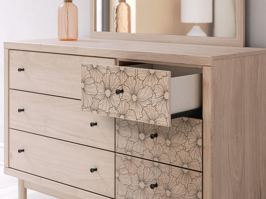 Arloster Full Upholstered Panel Bed, Dresser and Mirror