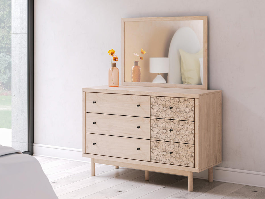 Arloster Twin Upholstered Panel Bed, Dresser and Mirror