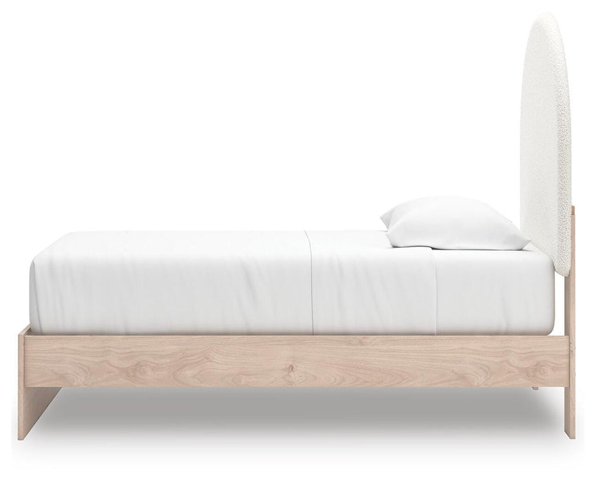Arloster Twin Upholstered Panel Bed, Dresser and Mirror