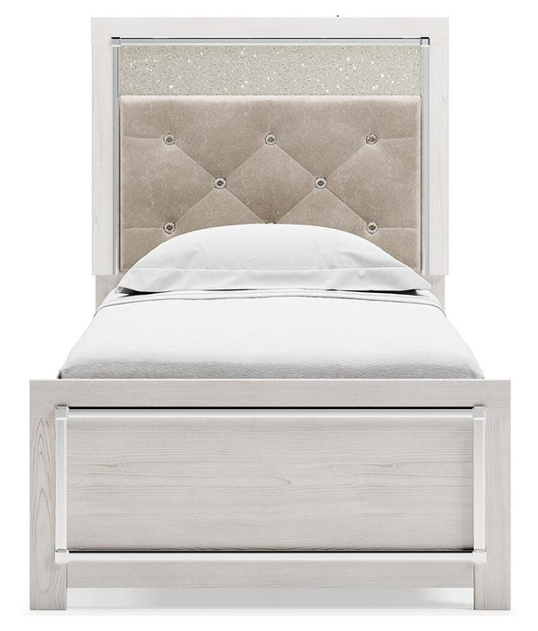 Altyra Twin Upholstered Panel Bed and 2 Nightstands
