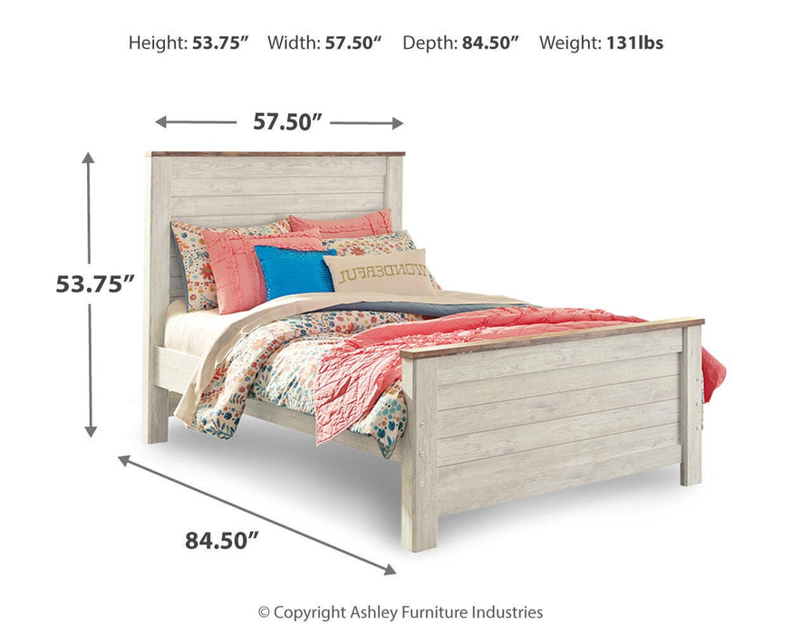 Willowton Full Panel Bed and Nightstand