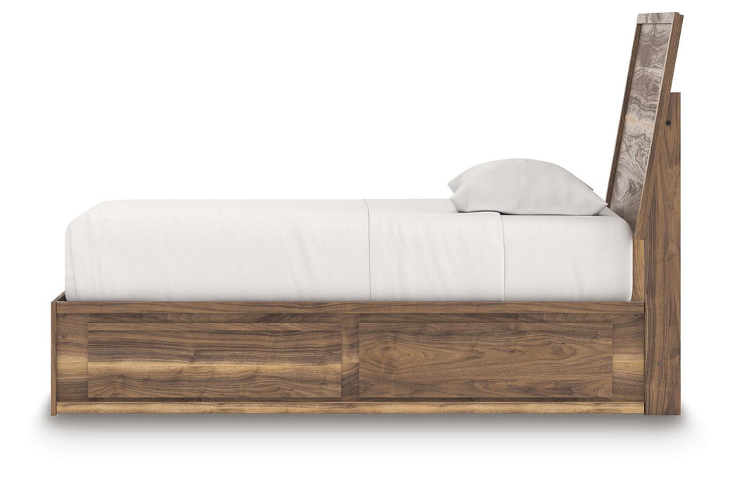 Chirason Twin Panel Bed with Storage, Dresser and Mirror