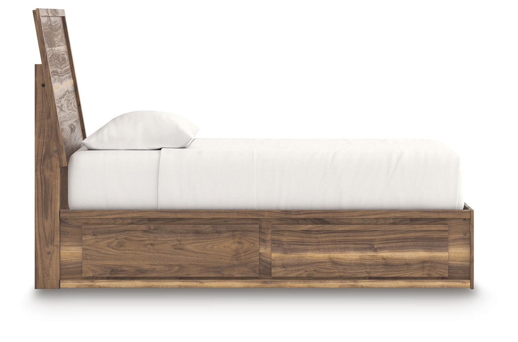 Chirason Twin Panel Bed with Storage, Dresser and Mirror