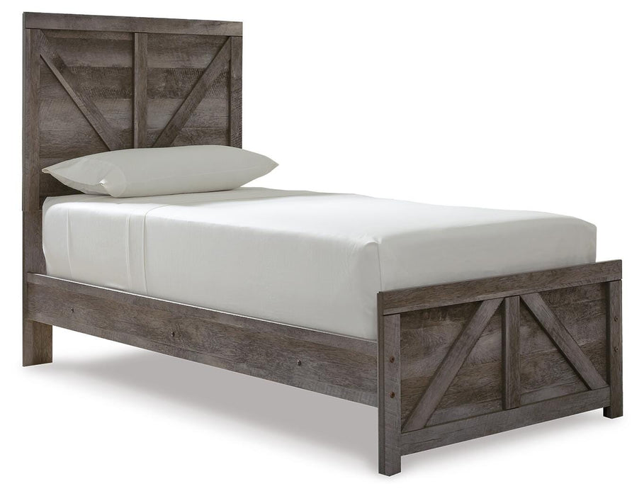Wynnlow Twin Crossbuck Panel Bed and 2 Nightstands