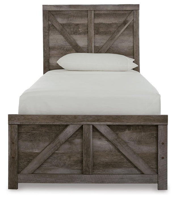 Wynnlow Twin Crossbuck Panel Bed and 2 Nightstands