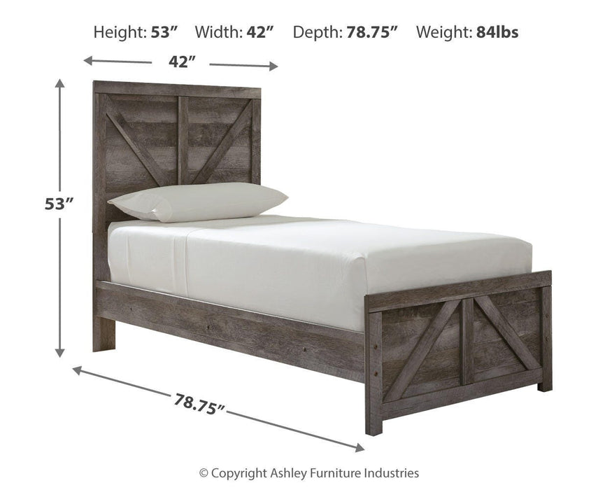 Wynnlow Twin Crossbuck Panel Bed and 2 Nightstands