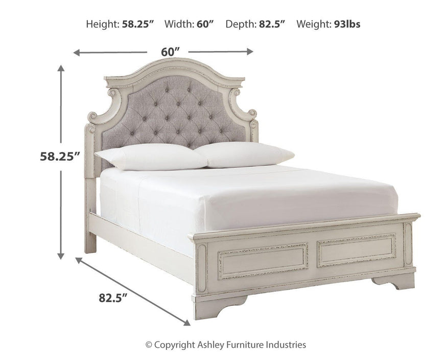 Realyn Full Upholstered Panel Bed and Nightstand