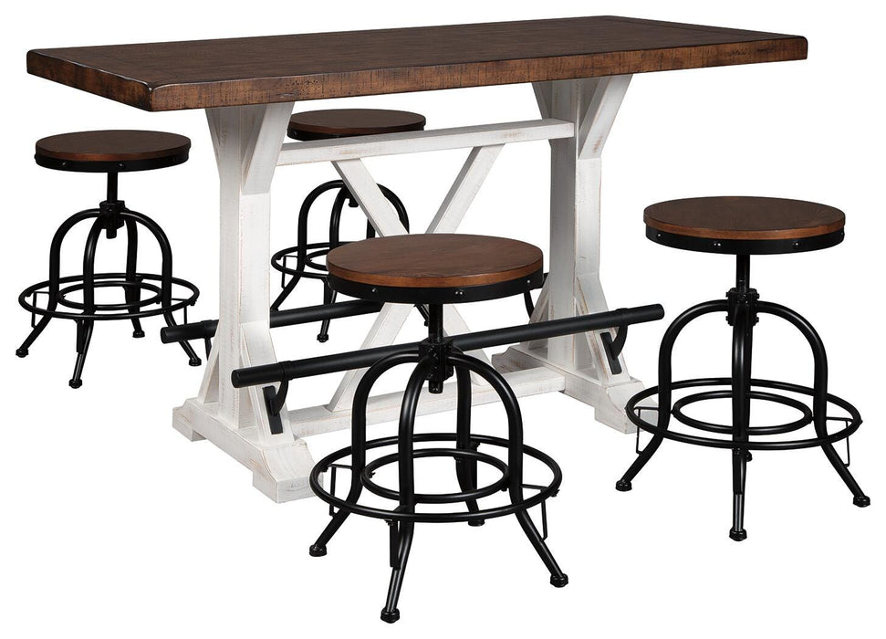 Valebeck Counter Height Dining Table and 4 Barstools