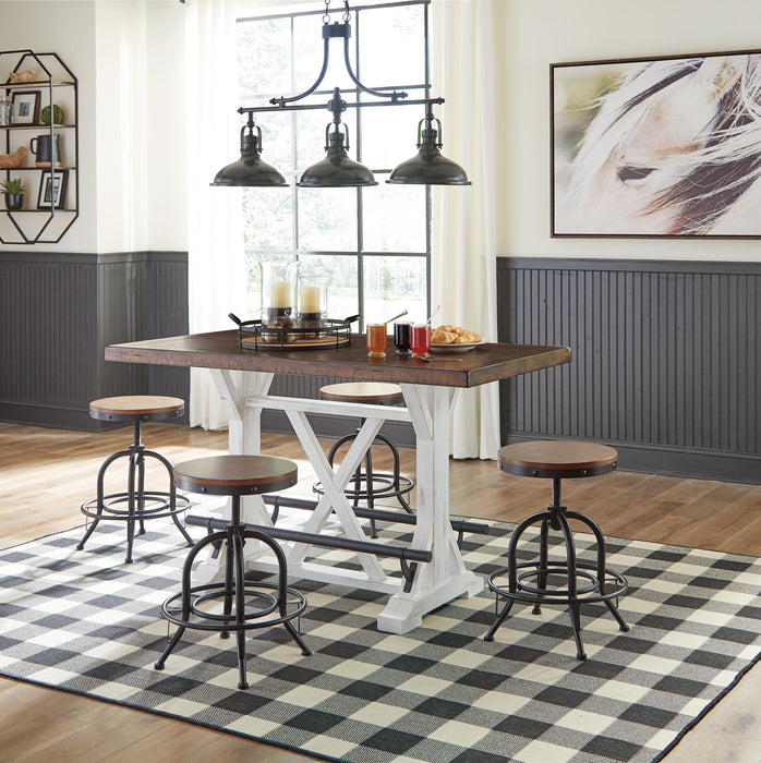 Valebeck Counter Height Dining Table and 4 Barstools