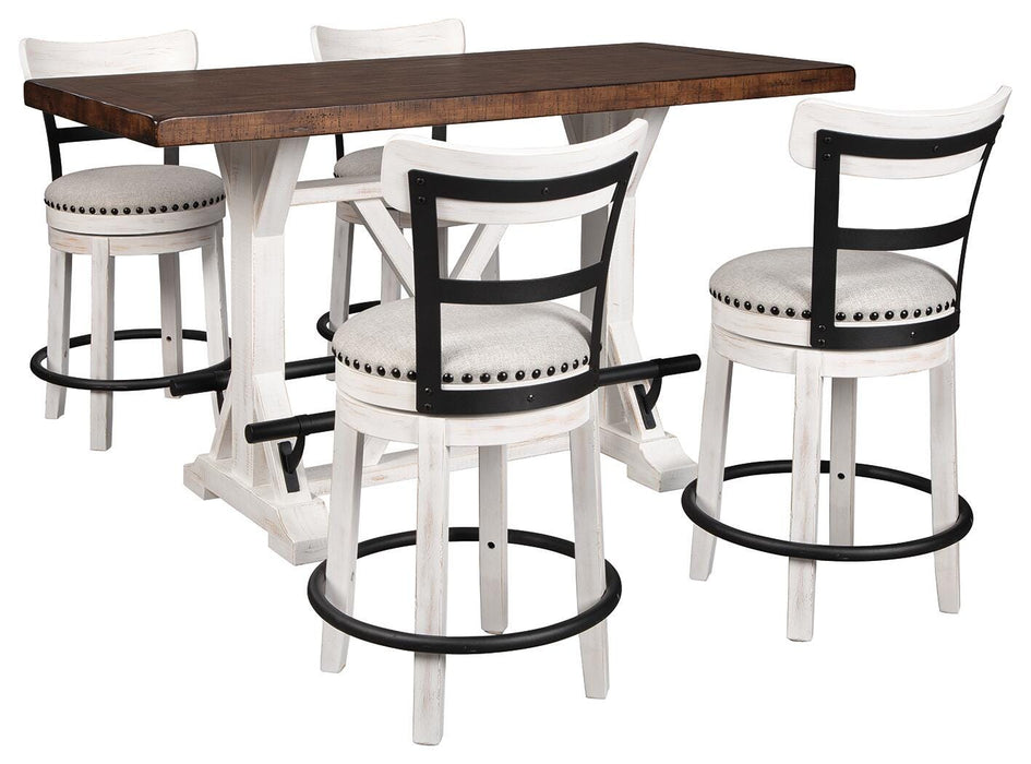 Valebeck Counter Height Dining Table and 4 Barstools