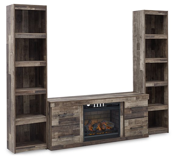 Derekson Multi Gray TV Stand w/Fire image