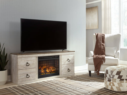 Willowton Whitewash TV Stand w/Fire image
