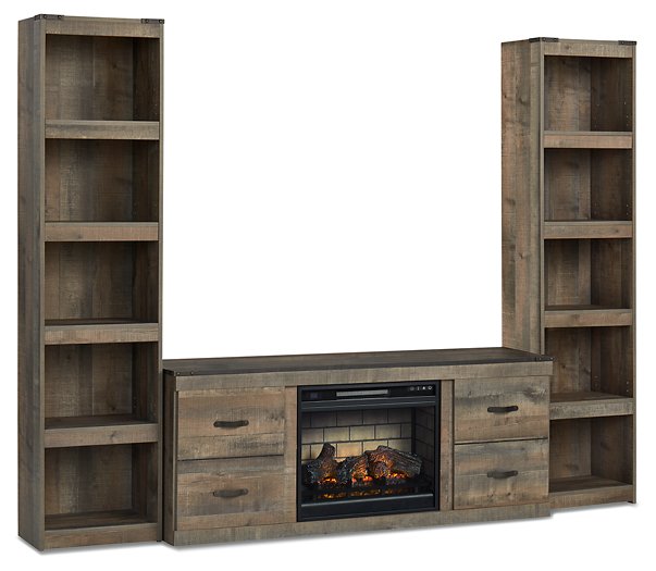 Trinell Brown TV Stand w/Fire image
