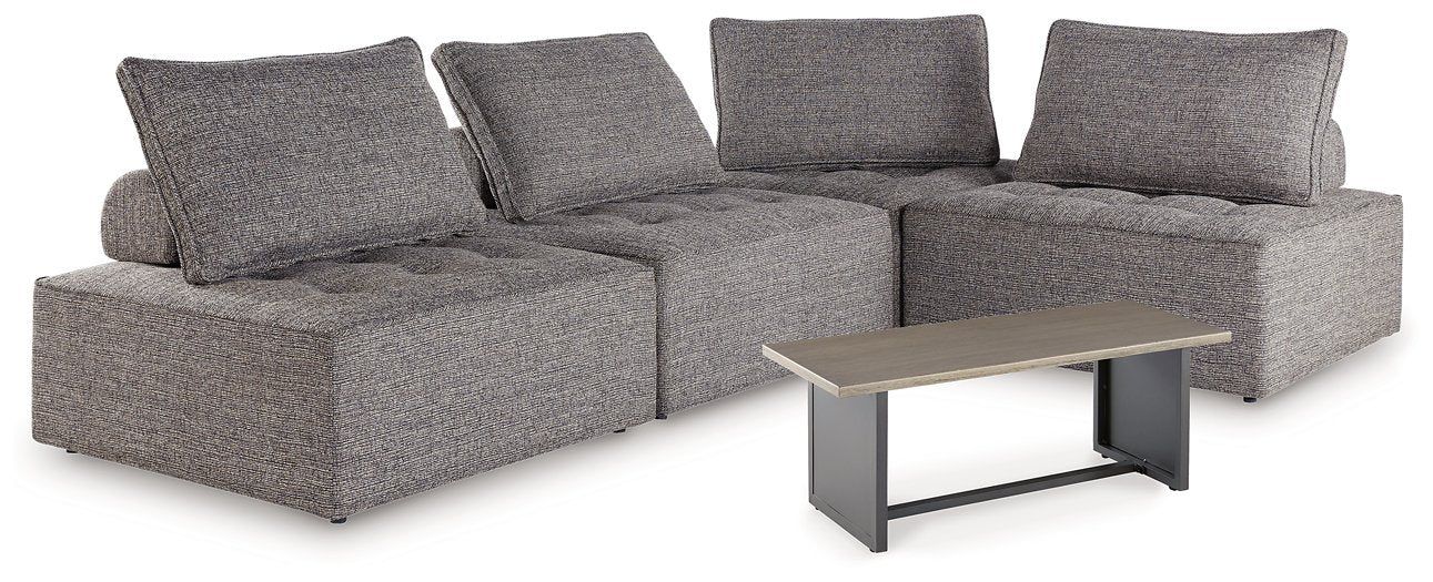 Bree Zee Brown Bree Zee 4-Piece Outdoor Sectional with End Table image