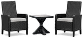Beachcroft Black/Light Gray Beachcroft 2 Outdoor Chairs with End Table image