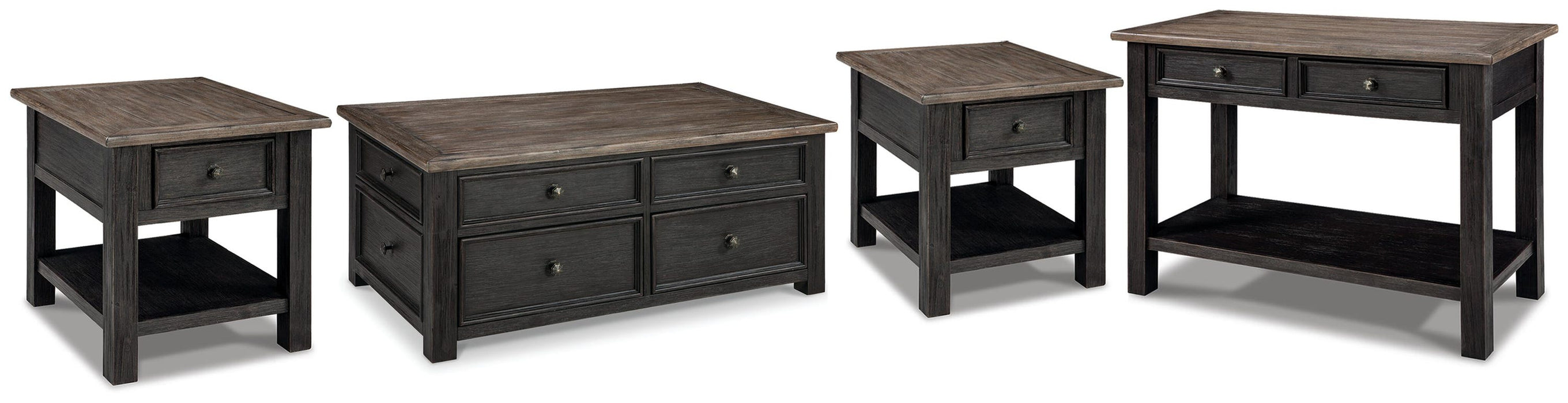 Tyler Creek Coffee Table and 2 End Tables with Console