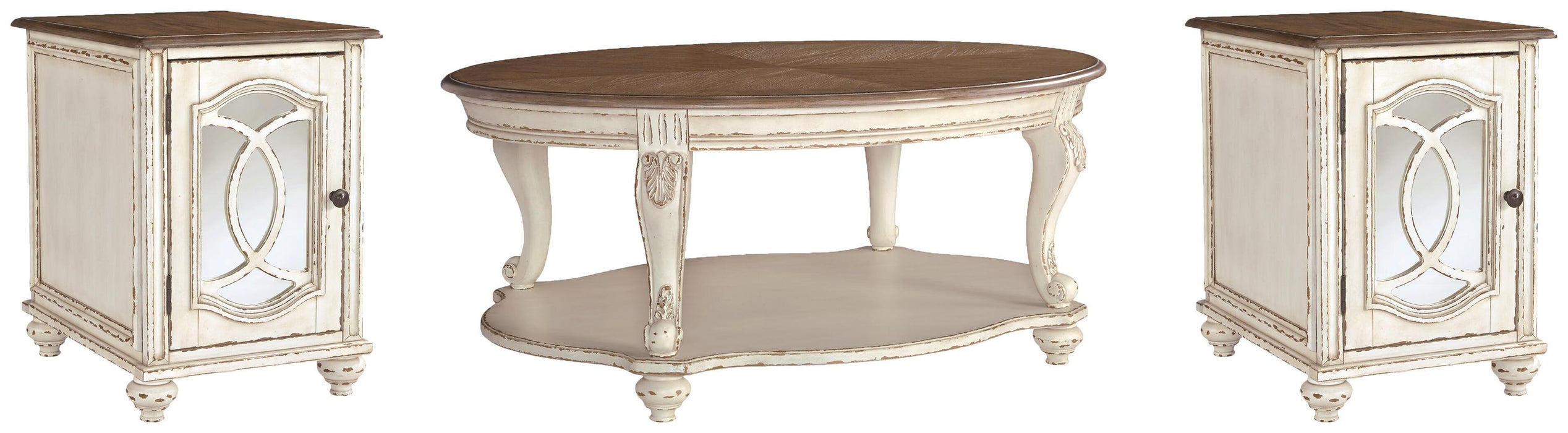 Realyn Coffee Table and 2 End Tables